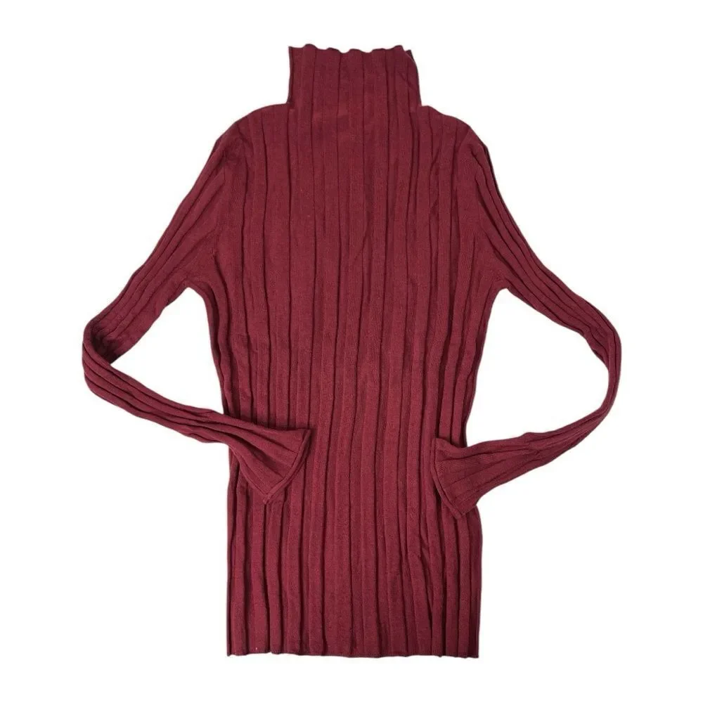 J Crew 365 Red Burgundy Ribbed Turtleneck‎ Fitted Top Sz Medium NEW